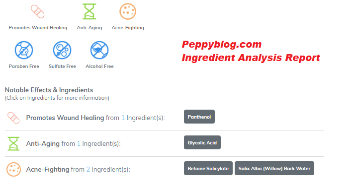 Ingredient Analysis Report for COSRX AHA / BHA clarifying treatment toner