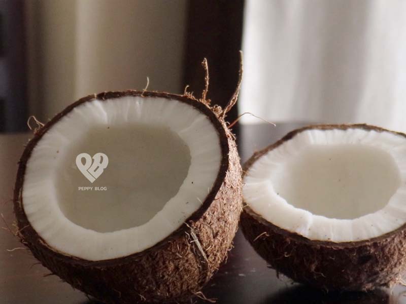 coconuts split in to half