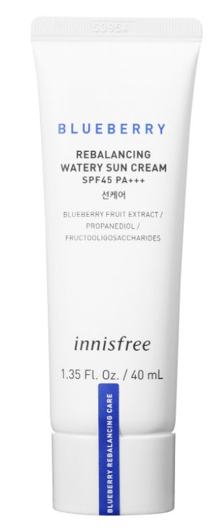 innisfree blueberry rebalancing watery sun cream spf45 pa+++