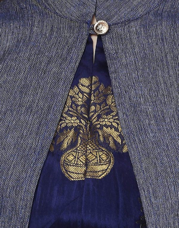 Blue A-line Kurta neck