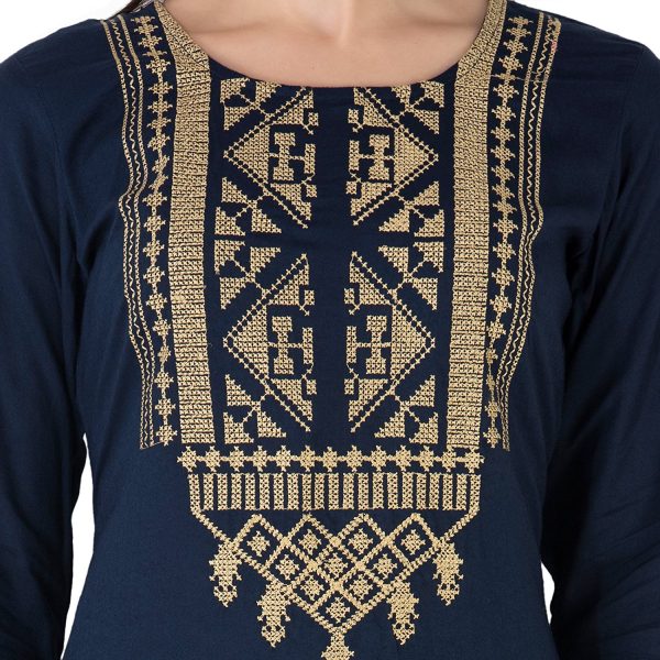 3/4 sleeve Knee long kurti York Embroidery