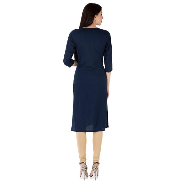 3/4 sleeve Knee long a line kurti back view