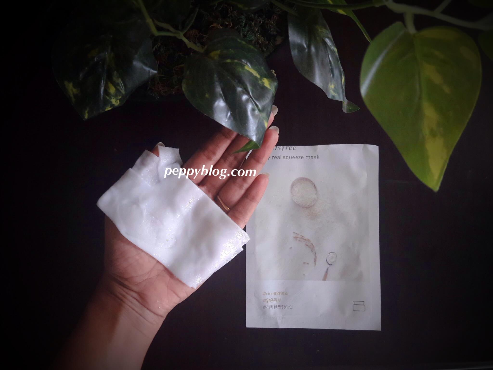 Innisfree It's Real Squeeze Rice Mask Sheet Review Peppy Blog
