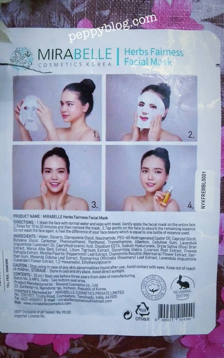 Mirabelle Korea Herbs Fairness Facial Mask Review Peppy Blog